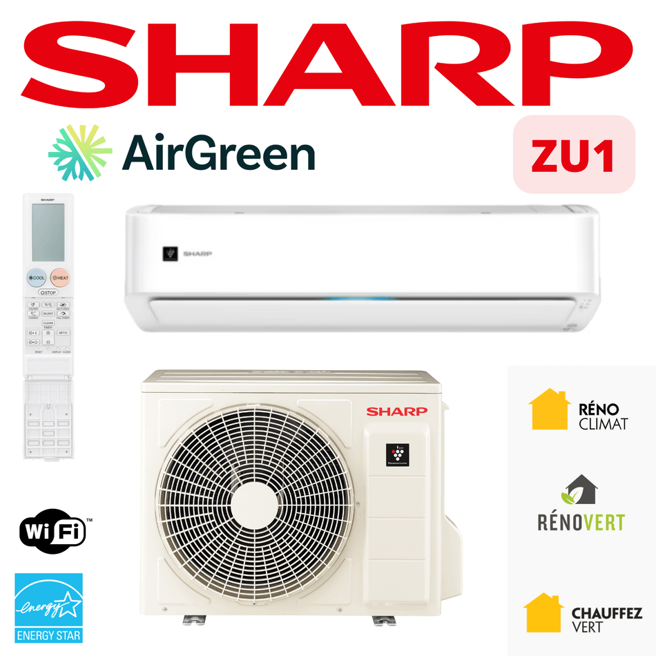 Sharp ZU1 Ductless Heat Pump | 12,000 BTU | Montreal, Laval, Longueuil, South Shore & North Shore
