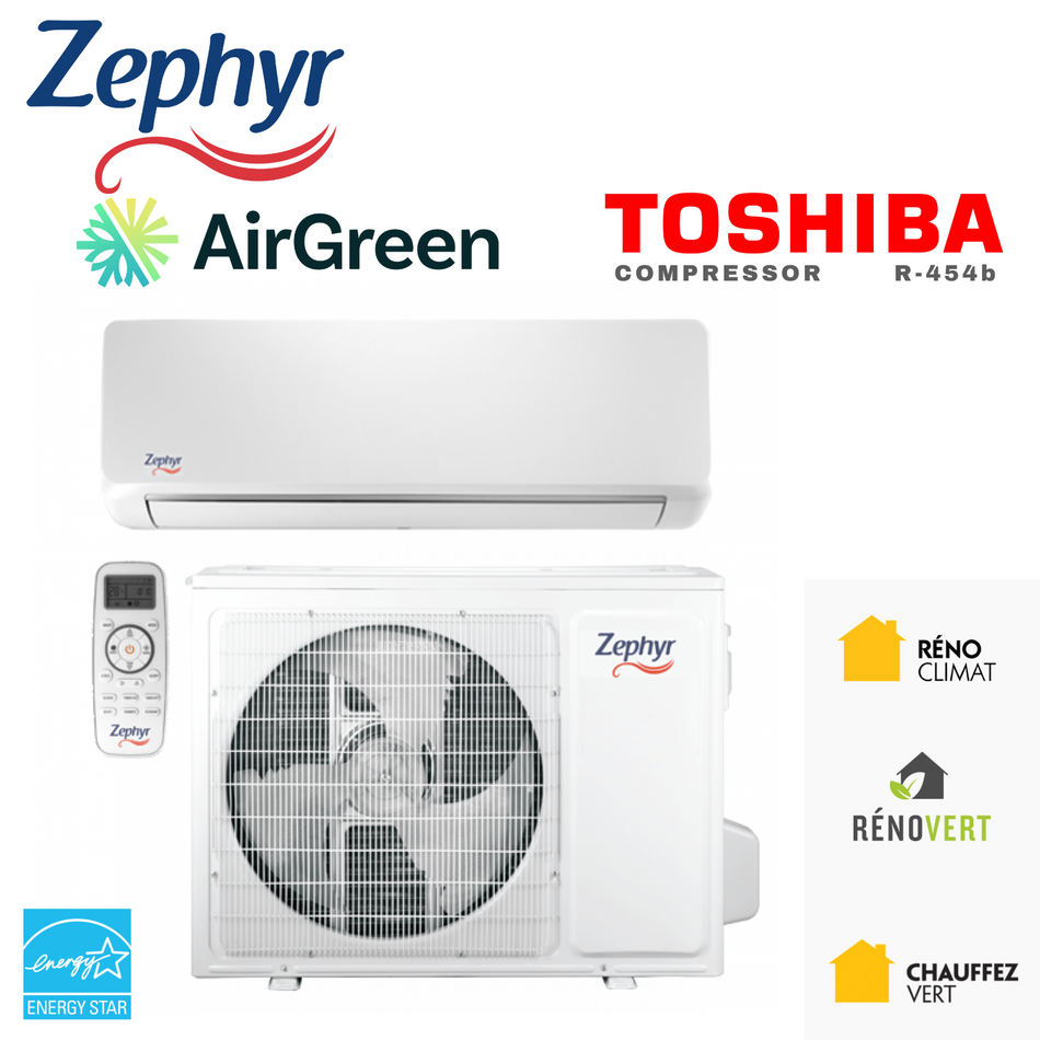 Thermopompe Murale Zephyr Série 25 | 12 000 BTU R-454B | Montréal, Laval, Longueuil, Rive Sud & Rive Nord