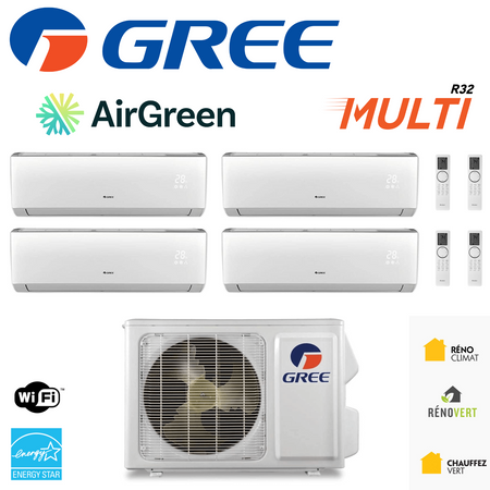 Thermopompe 4-Zone Gree MULTI R32 | Ext : 30 000 BTU | Montréal, Laval, Longueuil, Rive Sud & Rive Nord