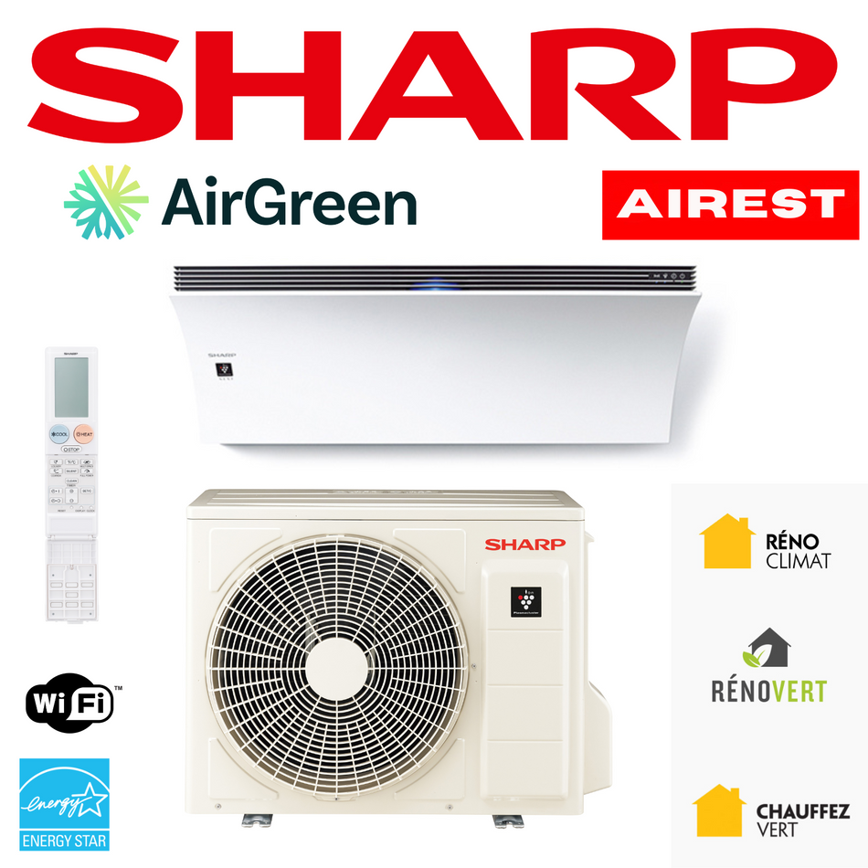 Thermopompe Murale SHARP Airest | 12 000 BTU | Montréal, Laval, Longueuil