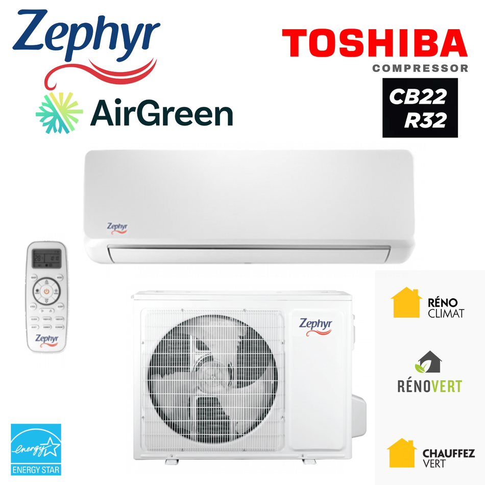 Thermopompe Murale ZEPHYR CB22 R32 | 24000 BTU | Montréal, Laval, Rive Sud