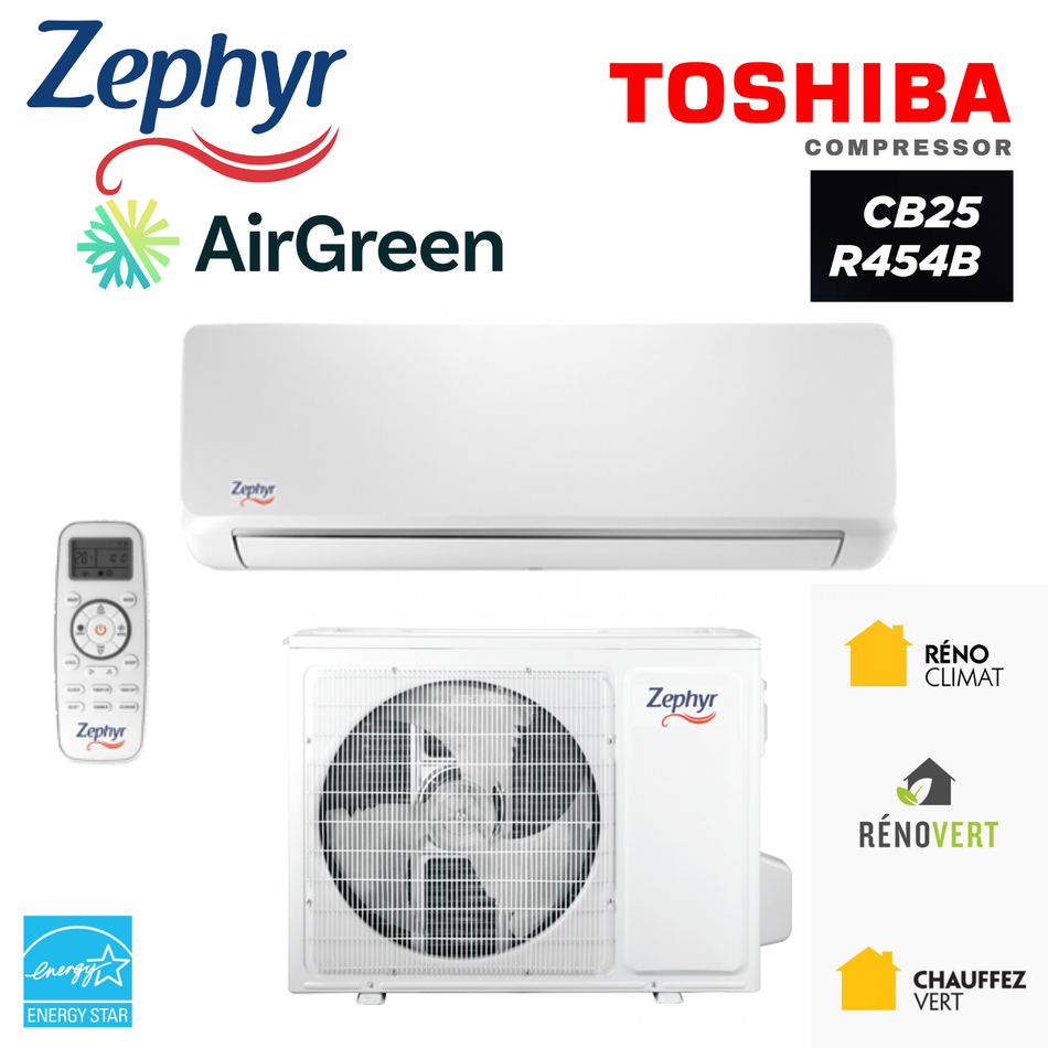 Thermopompe Murale ZEPHYR CB25 R454B | 9000 BTU | Montréal, Laval, Rive Sud
