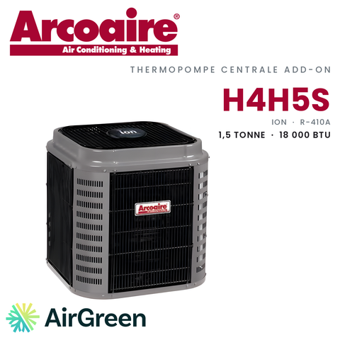 Thermopompe centrale ADD-ON Arcoaire H4H5S de 1,5 tonne, 18 000 BTU au R-410A : unité extérieure