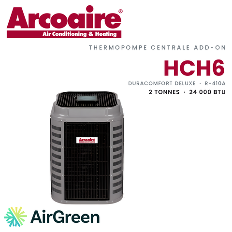 Thermopompe centrale ADD-ON Arcoaire HCH6 de 2 tonnes, 24 000 BTU au R-410A : unité extérieure