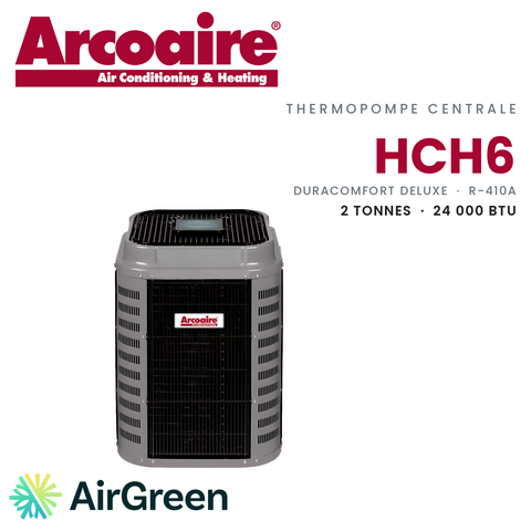 Thermopompe centrale Arcoaire HCH6 de 2 tonnes, 24 000 BTU au R-410A : unité extérieure