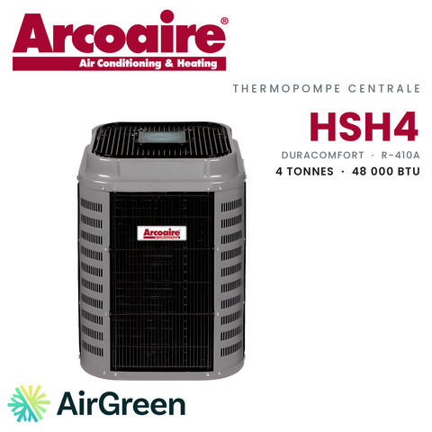Thermopompe centrale Arcoaire HSH4 de 4 tonnes, 48 000 BTU au R-410A : unité extérieure