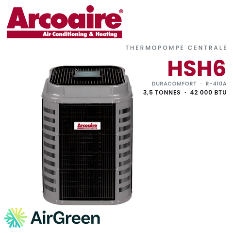 Thermopompe centrale Arcoaire HSH6 de 3,5 tonnes, 42 000 BTU au R-410A : unité extérieure