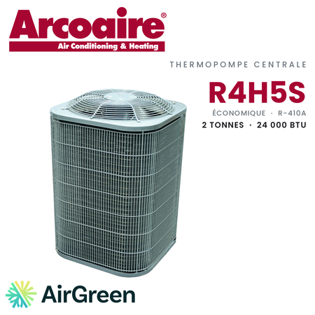 Thermopompe centrale Arcoaire R4H5S de 2 tonnes, 24 000 BTU au R-410A : unité extérieure