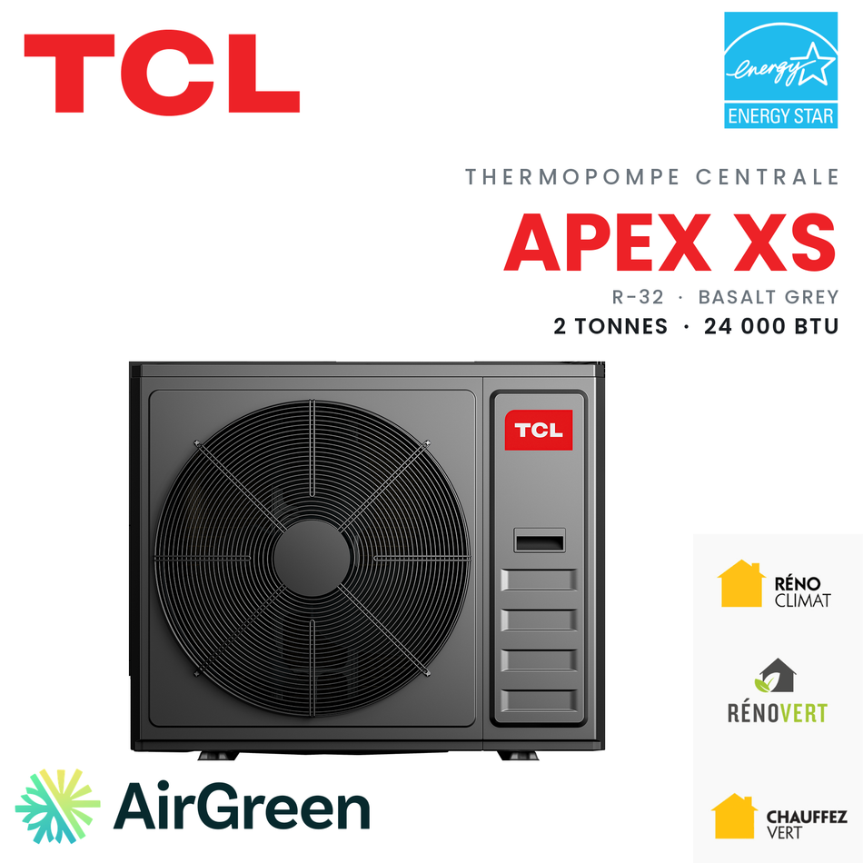 Thermopompe centrale TCL Apex XS Basalt Grey 2 tonnes — AirGreen