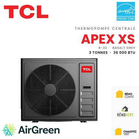 Thermopompe centrale TCL Apex XS Basalt Grey 3 tonnes — AirGreen