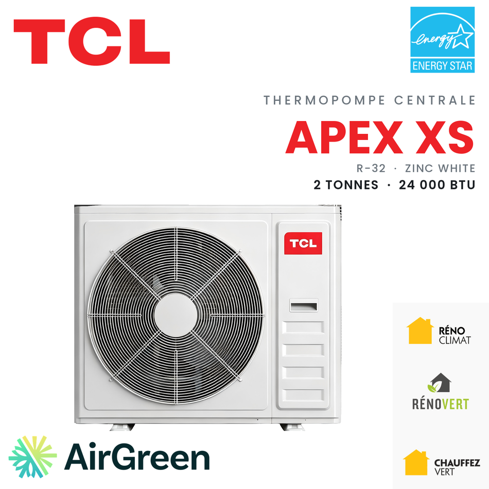 Thermopompe centrale TCL Apex XS Zinc White 2 tonnes — AirGreen