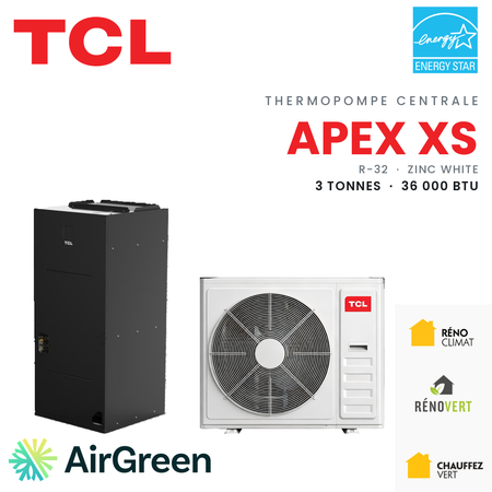 Système complet : traitement d'air et unité extérieure TCL Apex XS