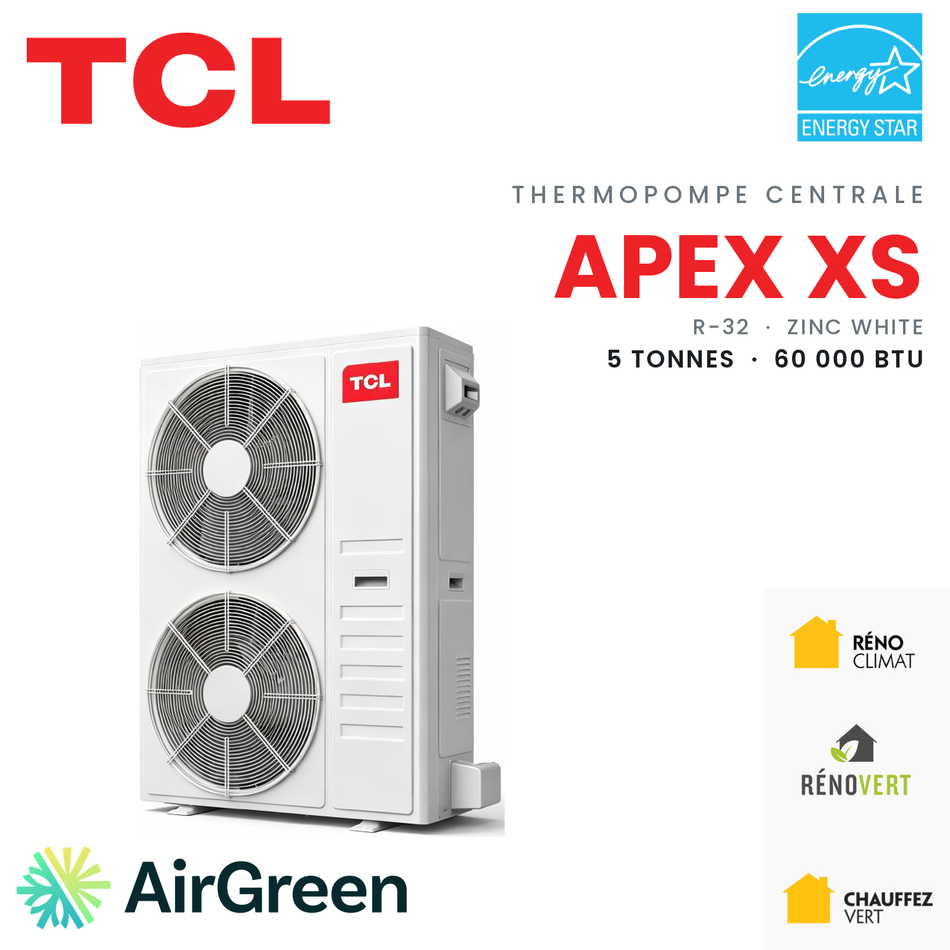 Thermopompe centrale TCL Apex XS Zinc White 5 tonnes — AirGreen