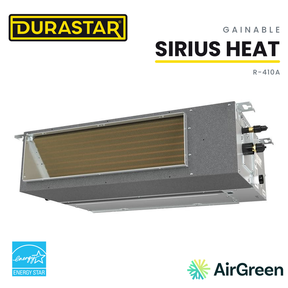 Thermopompe Gainable DURASTAR Sirius Heat | 9000 BTU - R410A — installée par AirGreen à Montréal, Laval, Longueuil, Rive-Sud et Rive-Nord