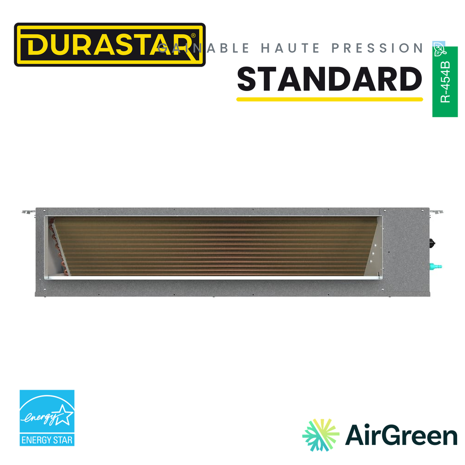 Thermopompe Gainable Haute Pression DURASTAR Standard | 9000 BTU - R454B — installée par AirGreen à Montréal, Laval, Longueuil, Rive-Sud et Rive-Nord