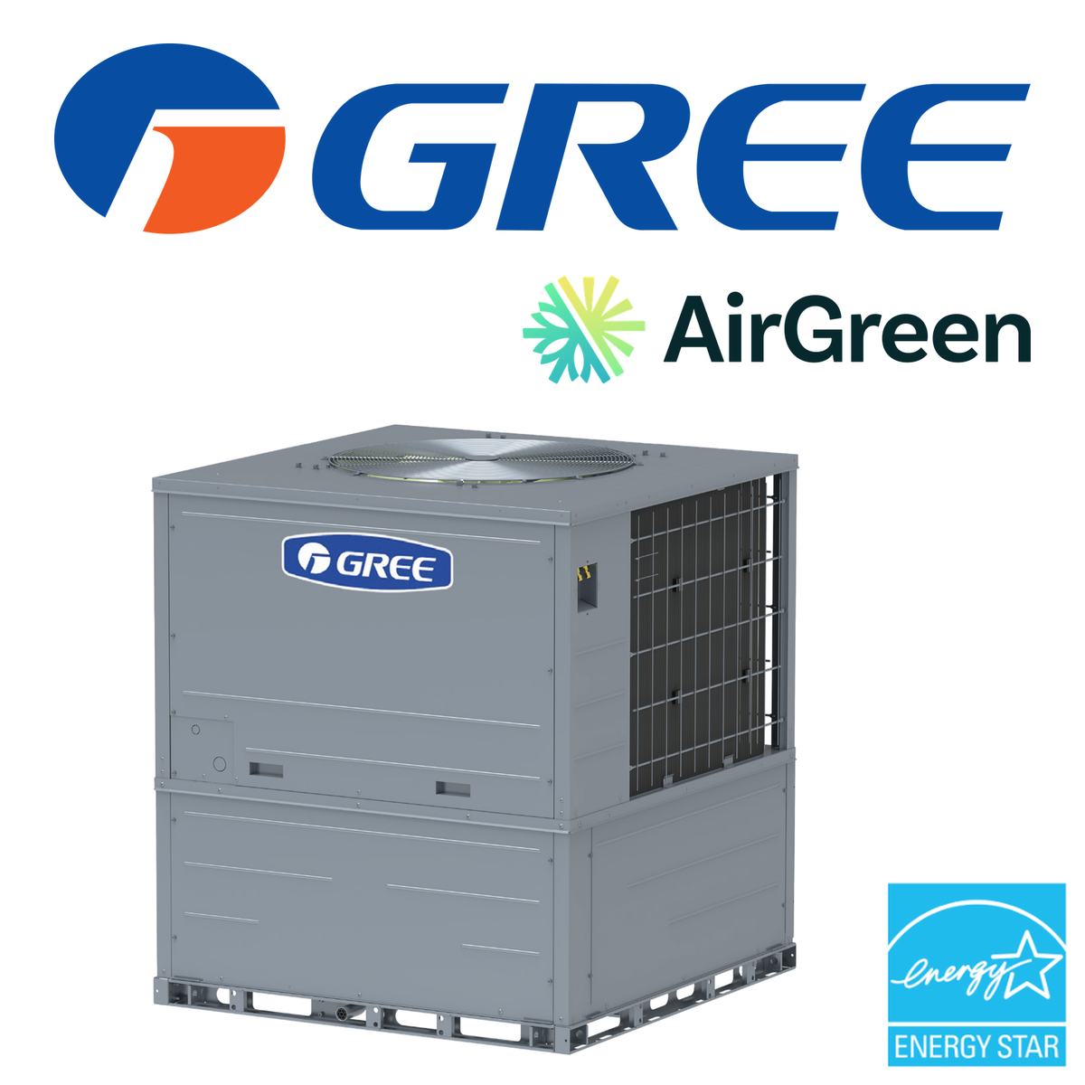 Thermopompe monobloc Gree Rooftop R32 de 5 tonnes (60 000 BTU), homologuée ENERGY STAR climat froid, installée par AirGreen à Montréal, Laval et Longueuil