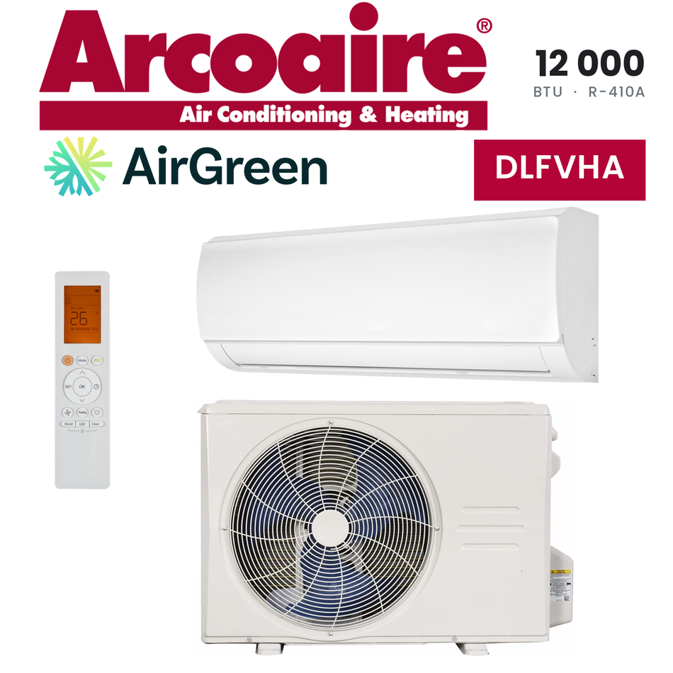 Thermopompe murale Arcoaire 16,8 SEER de 12 000 BTU au R-410A, unité intérieure et unité extérieure