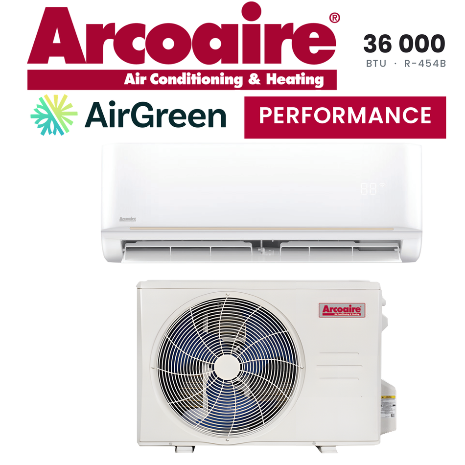 Thermopompe murale Arcoaire Performance de 36 000 BTU au R-454B, unité intérieure et unité extérieure