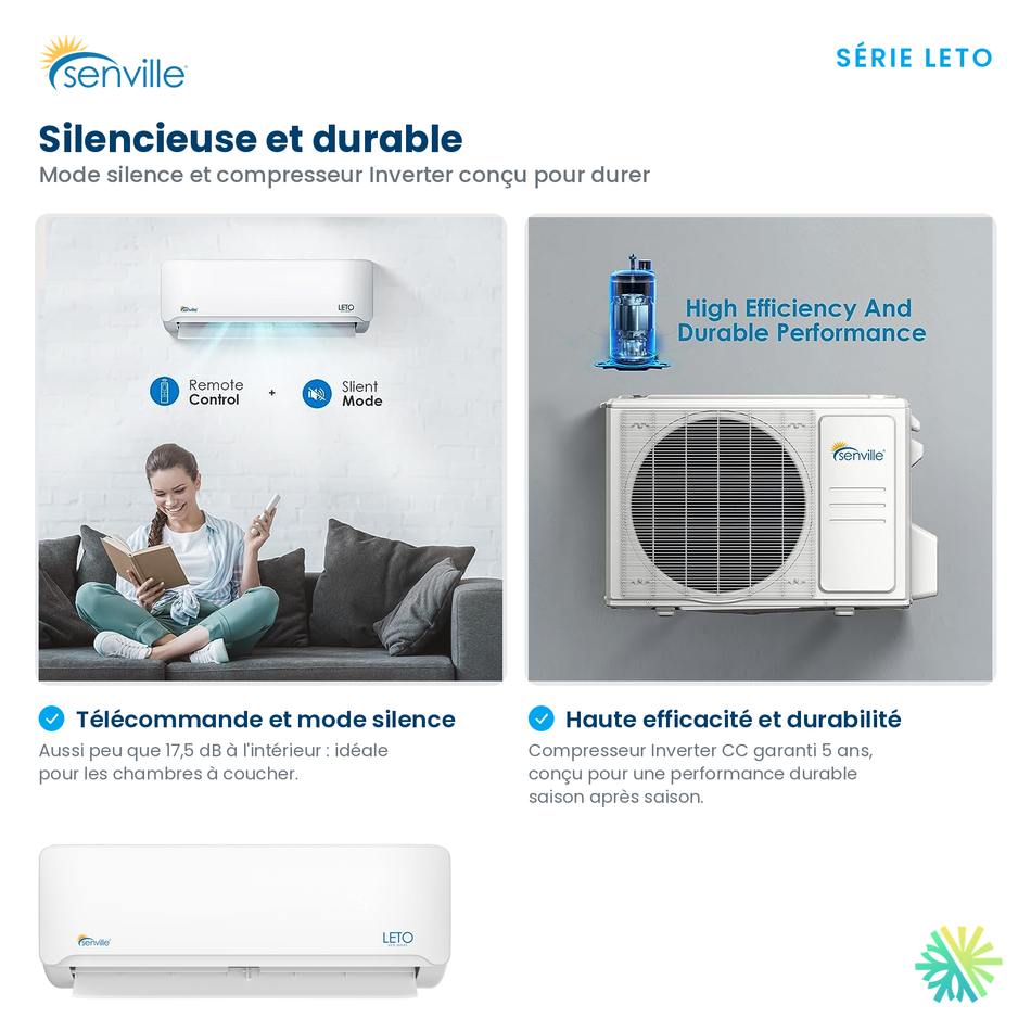 Mini Split SENVILLE LETO | 9000 BTU 220V | Montréal, Laval, Rive Sud