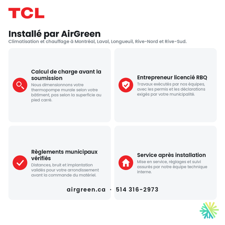 Installation par AirGreen à Montréal, Laval et la Rive-Sud