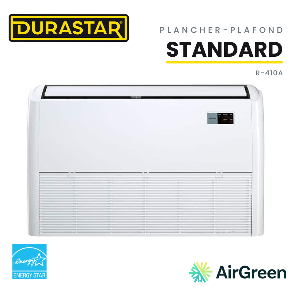 Thermopompe Plancher-Plafond DURASTAR Standard | 24000 BTU - R410A — installée par AirGreen à Montréal, Laval, Longueuil, Rive-Sud et Rive-Nord