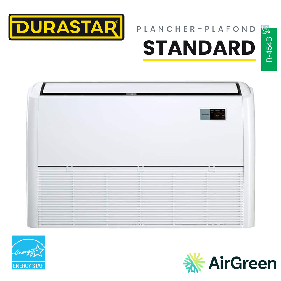 Thermopompe Plancher-Plafond DURASTAR Standard | 24000 BTU - R454B — installée par AirGreen à Montréal, Laval, Longueuil, Rive-Sud et Rive-Nord