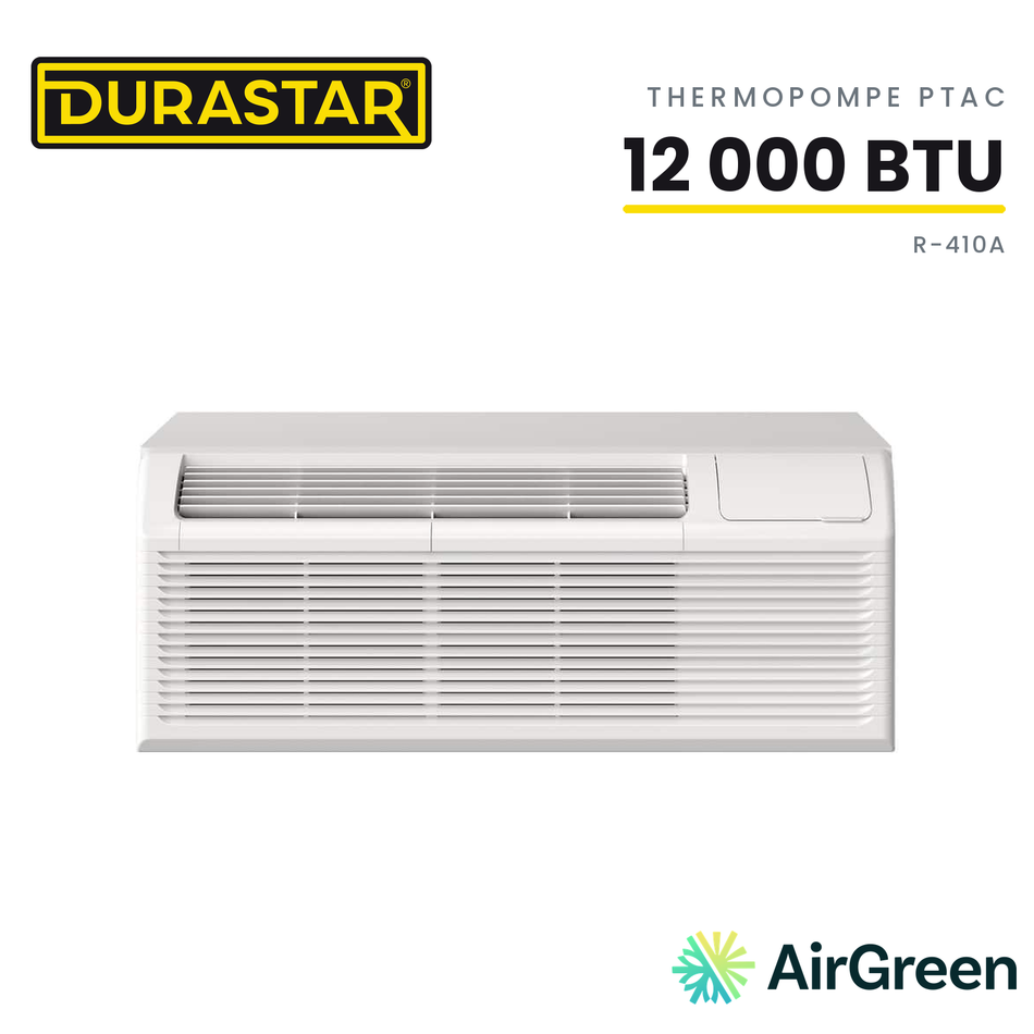 Thermopompe PTAC DURASTAR | 12000 BTU - R410A — installée par AirGreen à Montréal, Laval, Longueuil, Rive-Sud et Rive-Nord