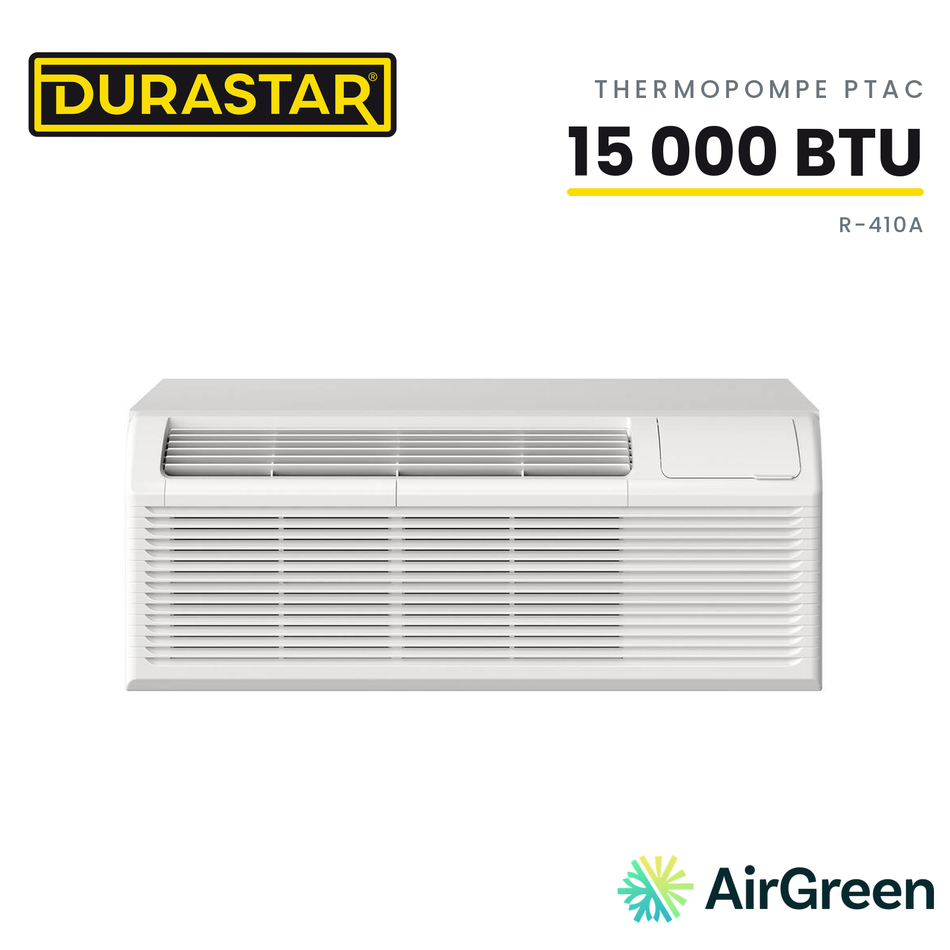 Thermopompe PTAC DURASTAR | 15000 BTU - R410A — installée par AirGreen à Montréal, Laval, Longueuil, Rive-Sud et Rive-Nord
