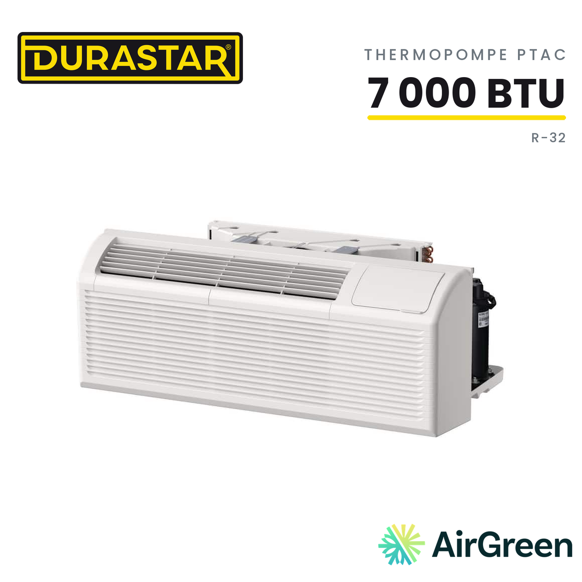 Thermopompe PTAC DURASTAR | 7000 BTU - R32 — installée par AirGreen à Montréal, Laval, Longueuil, Rive-Sud et Rive-Nord
