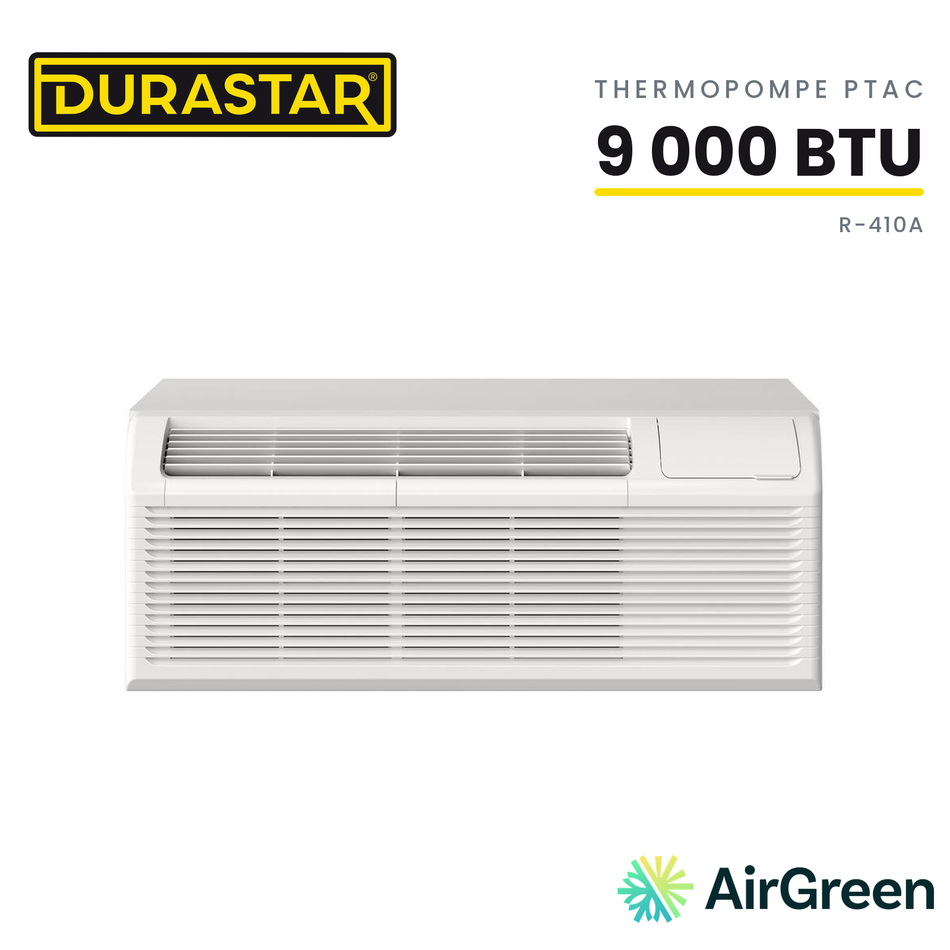 Thermopompe PTAC DURASTAR | 9000 BTU - R410A — installée par AirGreen à Montréal, Laval, Longueuil, Rive-Sud et Rive-Nord