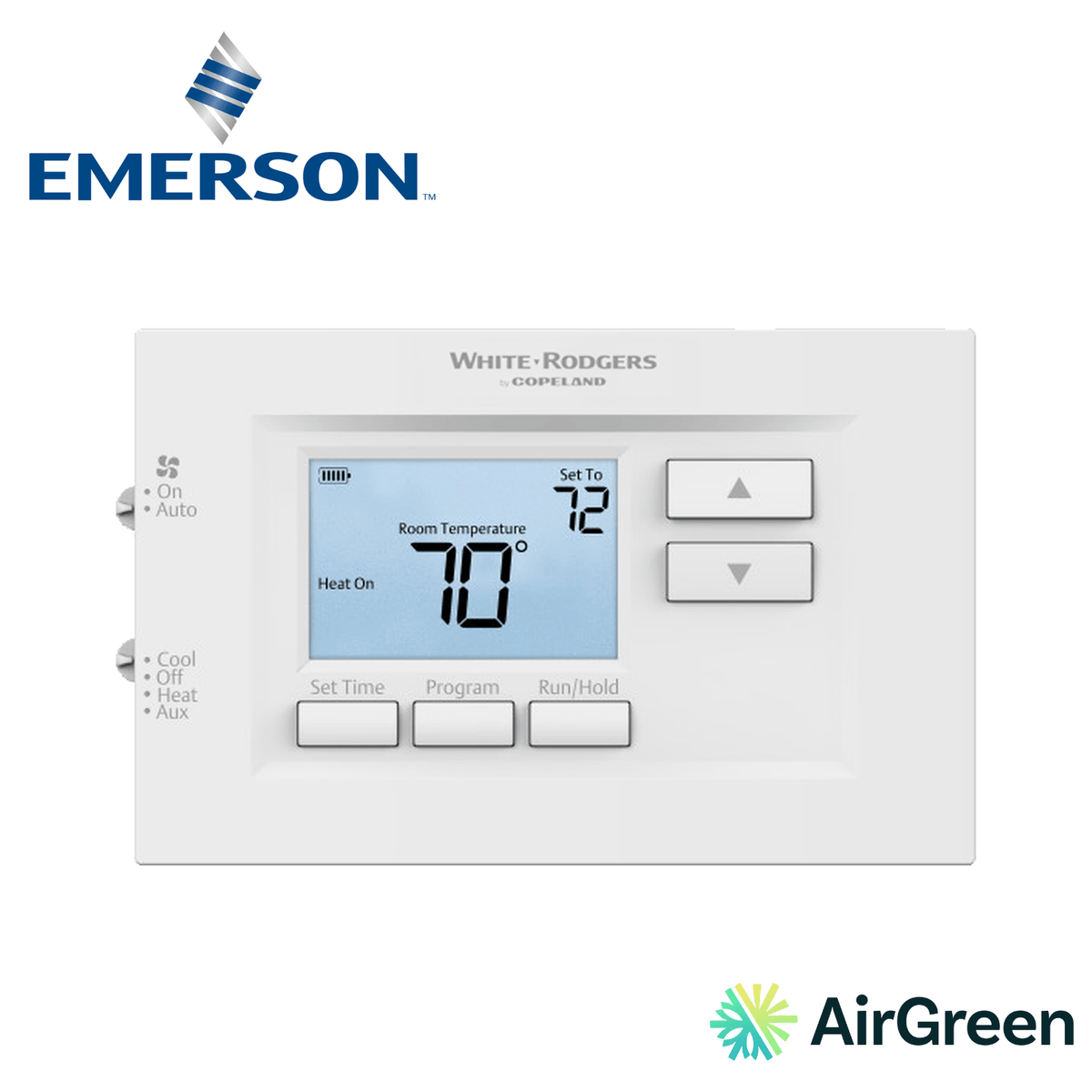 Thermostat EMERSON 70 Series 1F75H-21PR — vente et installation par AirGreen à Montréal, Laval, Longueuil, Rive-Sud et Rive-Nord