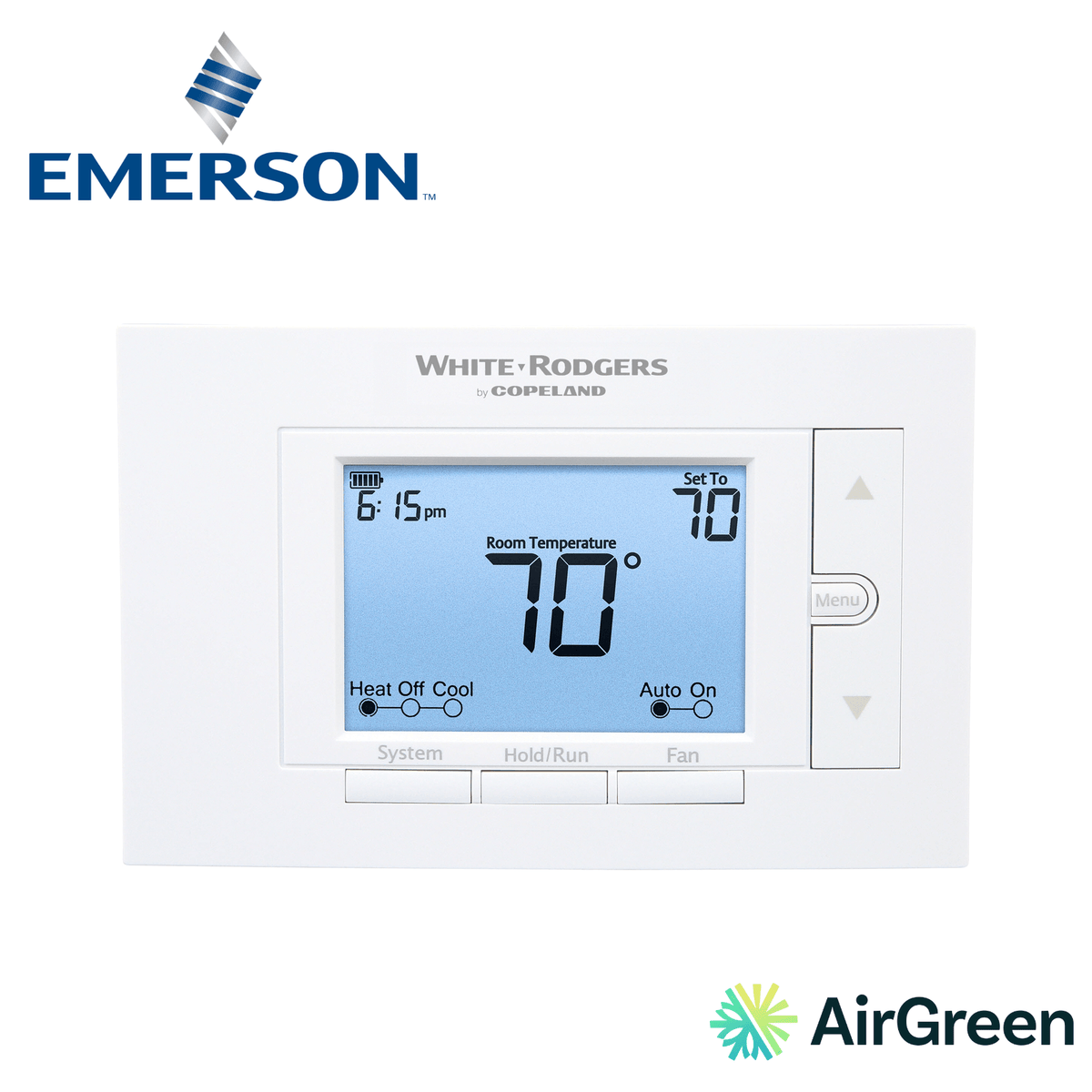 Thermostat EMERSON 80 Series 1F85U-22PR — vente et installation par AirGreen à Montréal, Laval, Longueuil, Rive-Sud et Rive-Nord