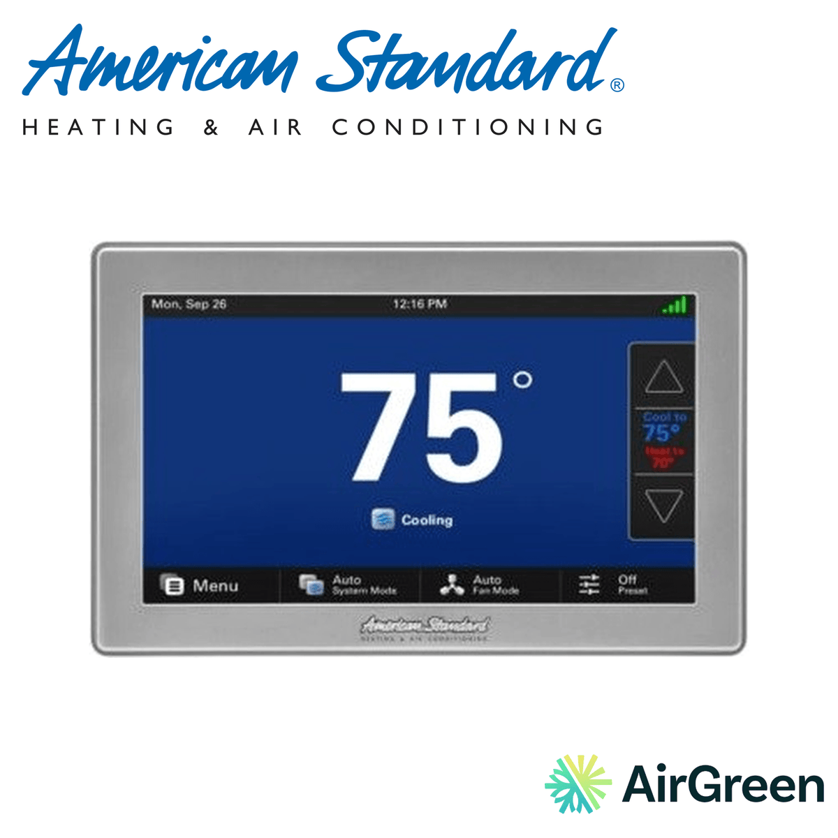 Thermostat intelligent AMERICAN STANDARD AccuLink Platinum 1050 AZON1050AC52ZB — vente et installation par AirGreen à Montréal, Laval, Longueuil, Rive-Sud et Rive-Nord
