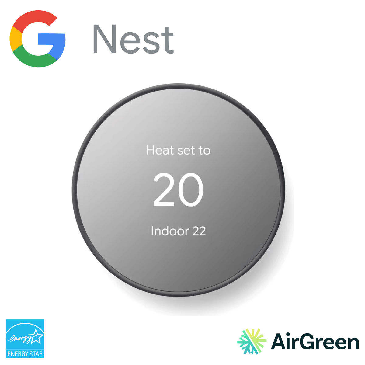 Thermostat intelligent GOOGLE NEST Charcoal GA02081-CA — vente et installation par AirGreen à Montréal, Laval, Longueuil, Rive-Sud et Rive-Nord