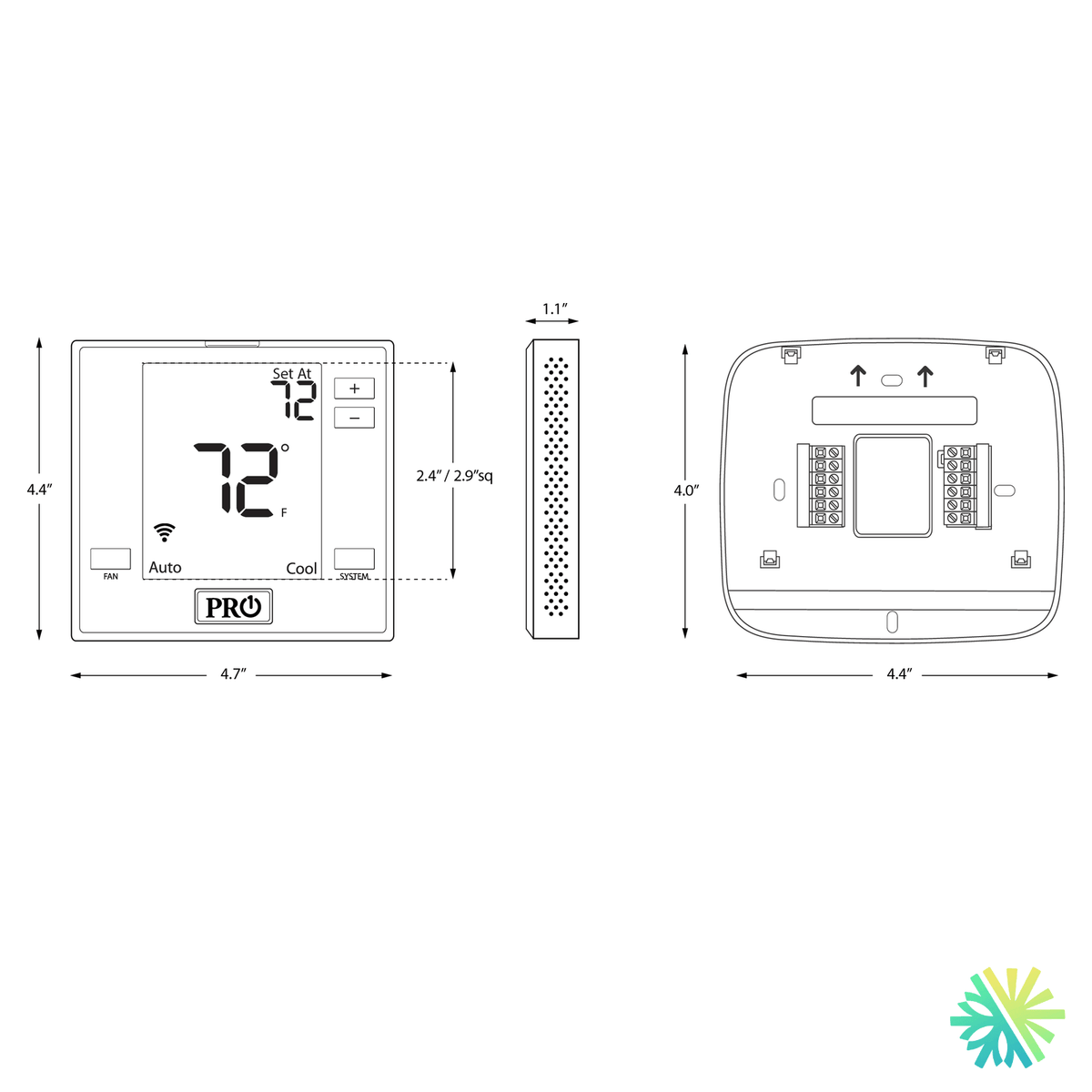 Fiche technique : Thermostat intelligent PROSYNC T751i Universal Wi-Fi — AirGreen, Montréal, Laval, Longueuil, Rive-Sud et Rive-Nord