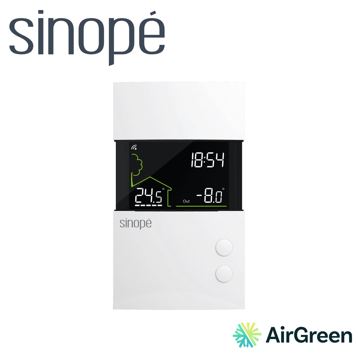 Thermostat intelligent SINOPÉ Zigbee TH1400ZB — vente et installation par AirGreen à Montréal, Laval, Longueuil, Rive-Sud et Rive-Nord