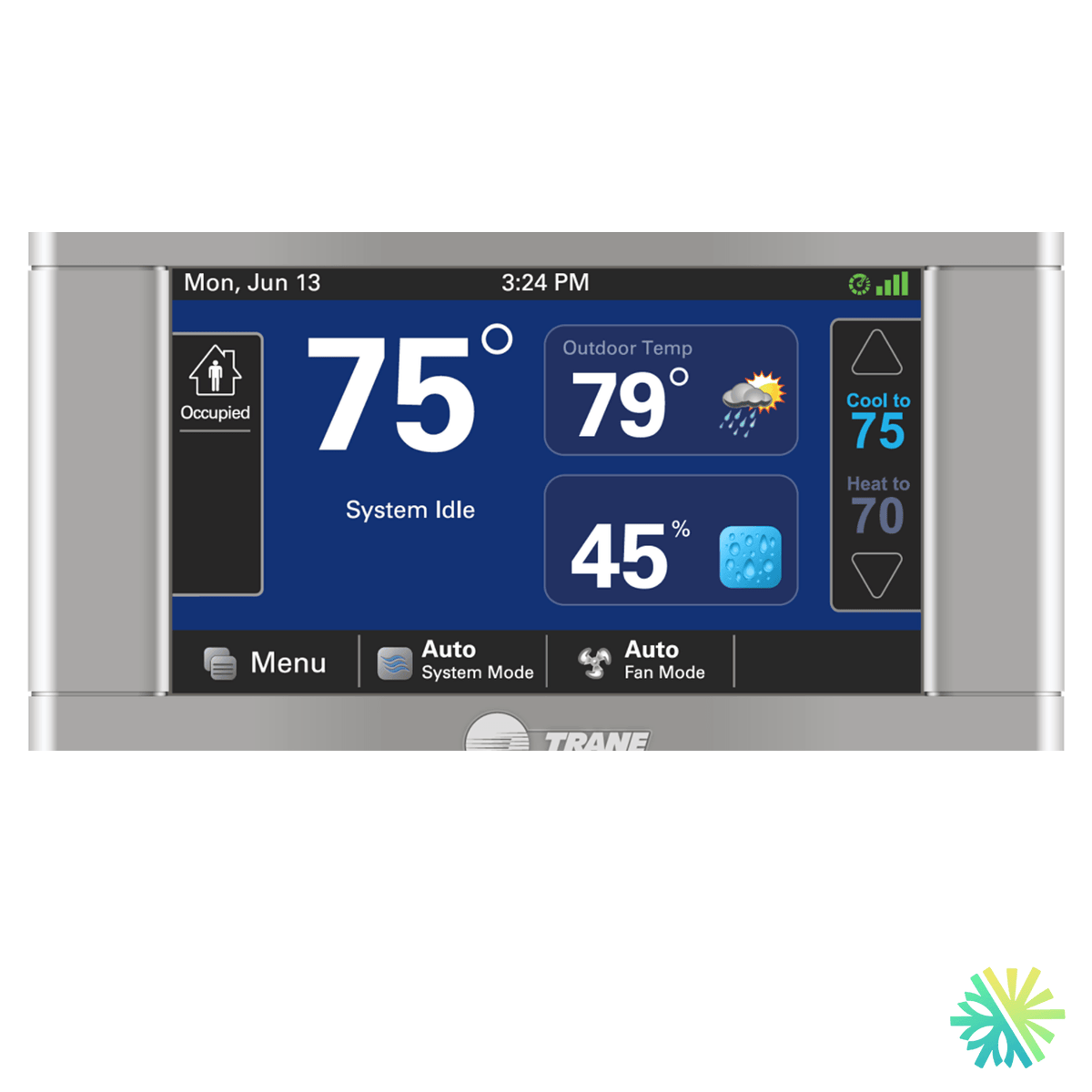Fiche technique : Thermostat intelligent TRANE Pivot TCONT830AS52DB — AirGreen, Montréal, Laval, Longueuil, Rive-Sud et Rive-Nord