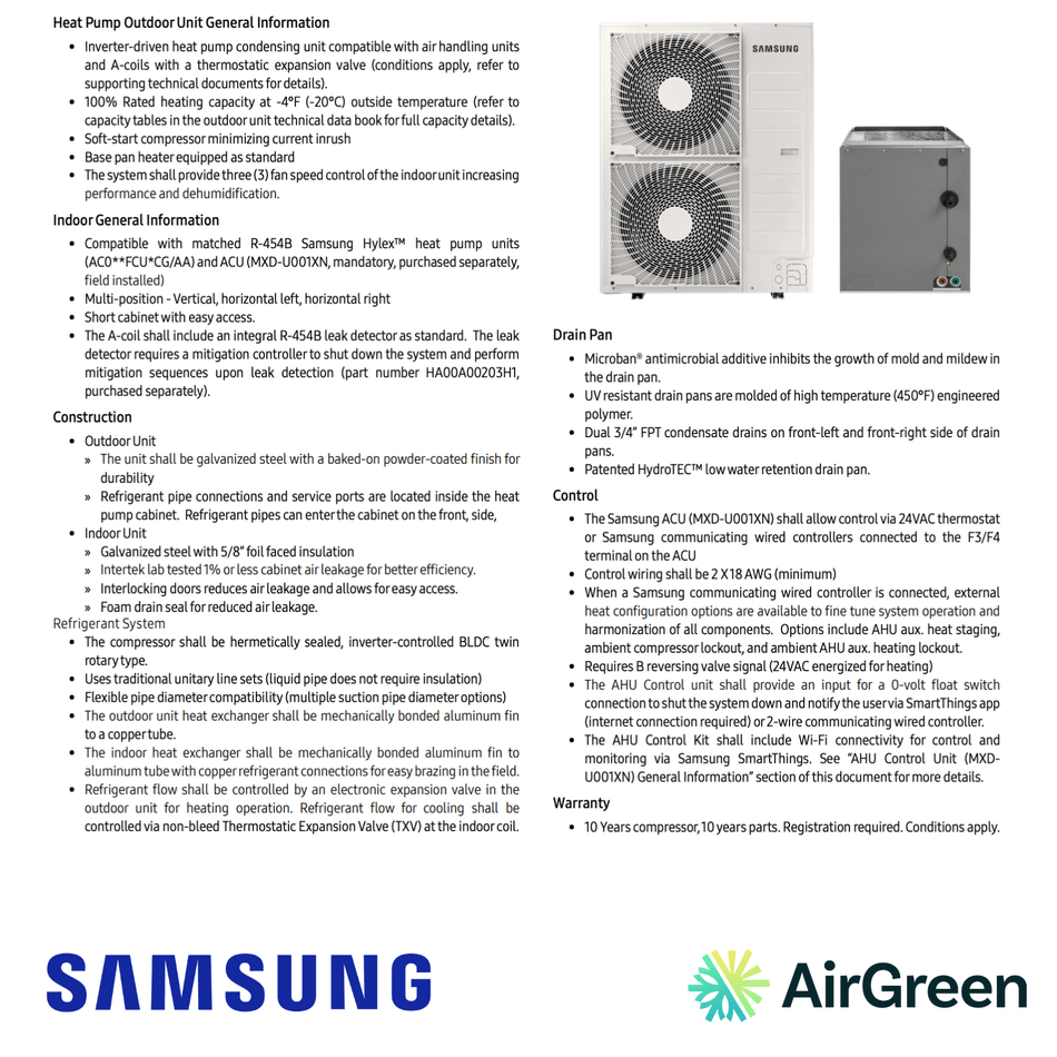 Thermopompe Centrale "ADD ON" SAMSUNG Hylex Premium | 2 Tonnes - 24000 BTU