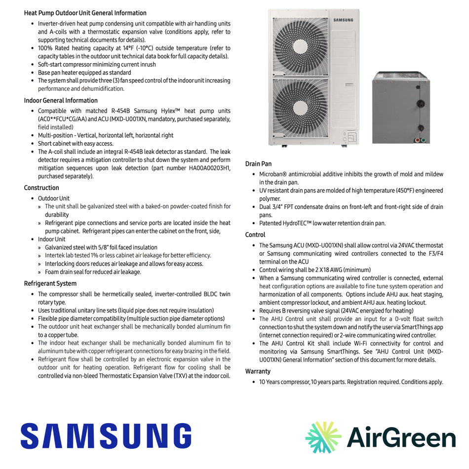 Thermopompe Centrale "ADD ON" SAMSUNG Hylex Premium | 5 Tonnes - 60000 BTU