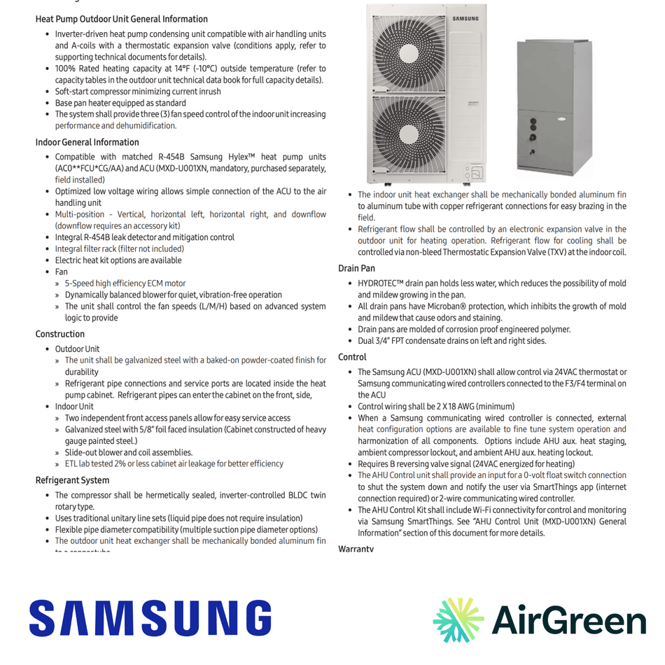 Thermopompe Centrale SAMSUNG Hylex Premium | 4 Tonnes - 48000 BTU