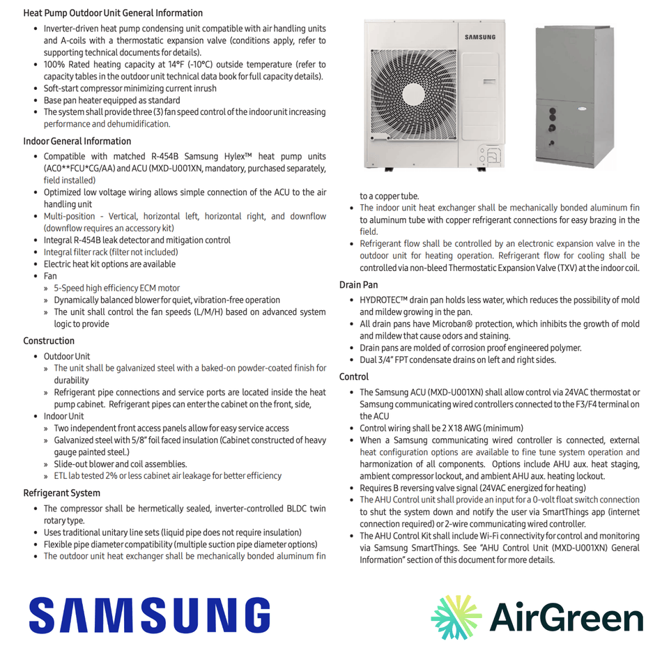 Thermopompe Centrale SAMSUNG Hylex Standard | 2 Tonnes - Montréal