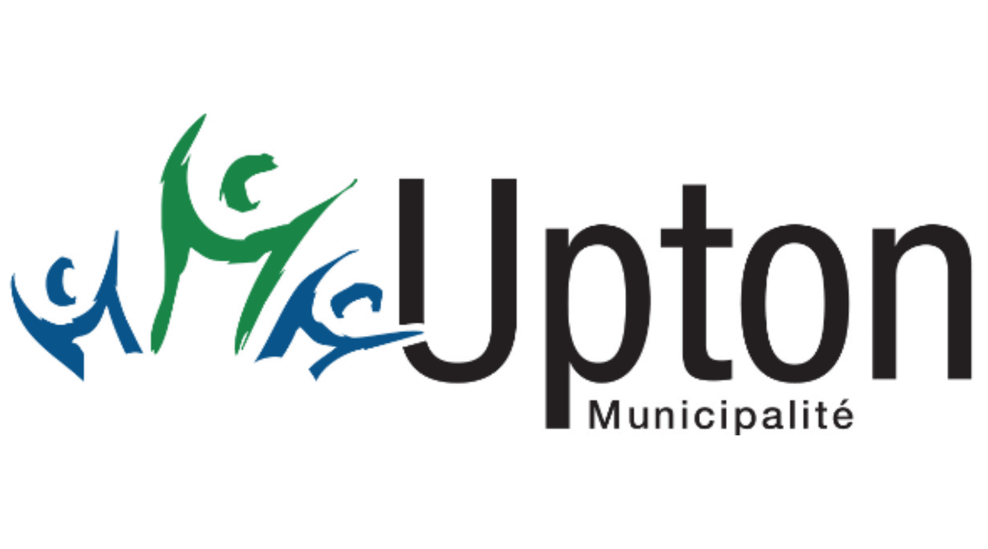Logo of Upton Municipalité featuring stylized human figures in blue and green.