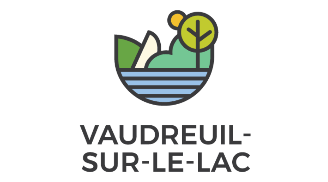 Logo of Vaudreuil-Sur-Le-Lac featuring stylized lake, tree, and sun.
