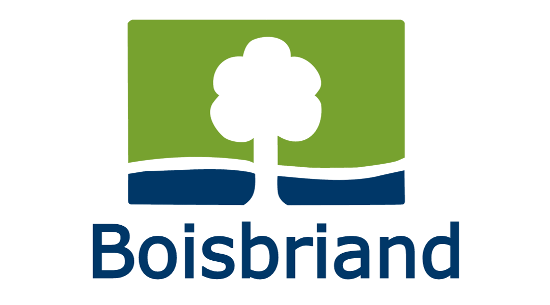 Boisbriand logo featuring a stylized tree over green and blue background