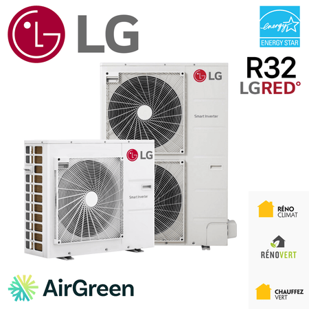 Thermopompe Centrale LG LGRED R32 | 2.5 Tonnes - 30 000 BTU with energy-efficient design by AirGreen for Montreal climate.