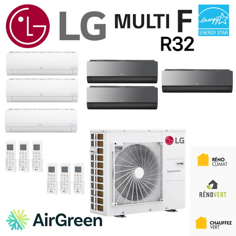 Thermopompe 6-Zone LG MULTI F R32 | Compresseur 48000 BTU air cooling system by AirGreen