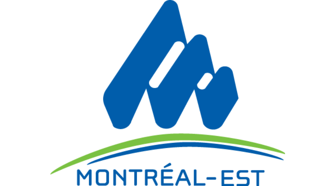 Montreal-Est logo with blue geometric shapes and green accent, featuring the text 'MONTRÉAL-EST' underneath.