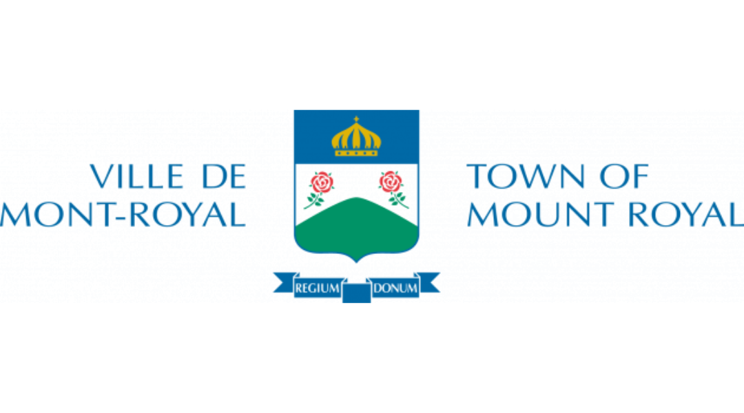 Logo of Town of Mount Royal with crest and bilingual text: Ville de Mont-Royal, Town of Mount Royal, featuring a crown and roses.