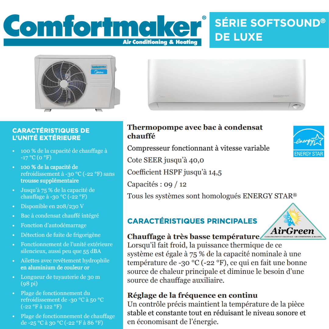 Thermopompe Murale Comfortmaker 12000 BTU -30°C Montréal – AirGreen ...
