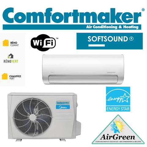 Thermopompe Murale Comfortmaker (DLCSRA) SOFTSOUND de 36 000 BTU Montréal (-30°C) avec fonctionnalités Wi-Fi et Energy Star